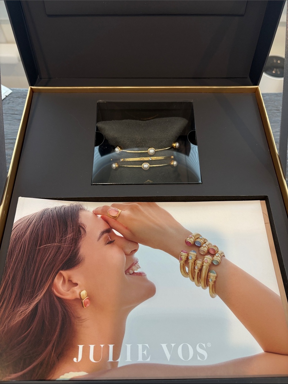 Julie Vos Gold and Pearl Double Cuff Bracelet